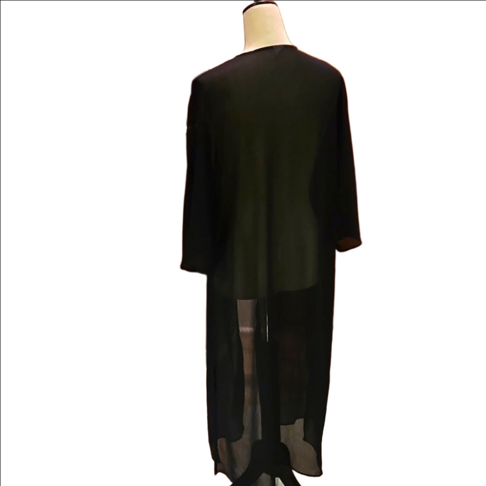 NO BOUNDARIES Black Sheer Kimono Open Front, Elbow Sleeves Size S-M - Picture 4 of 8